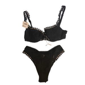 Vintage Y2K Lejaby Black Lace Lingerie Set Bra & Panty French Luxury NEW - S/34B